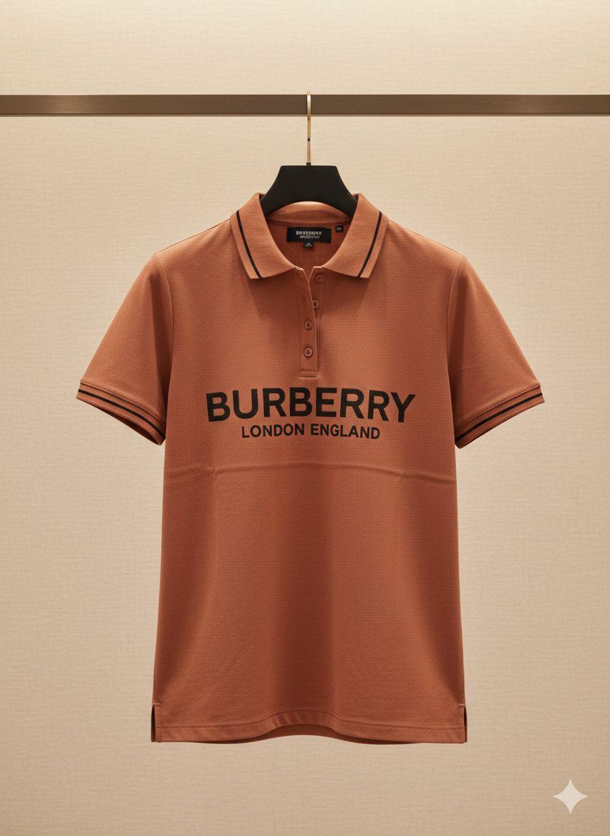 Burberry peach women's polo t shirt premium cotton
