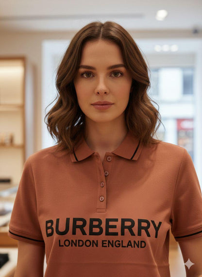 Burberry peach women's t shirt collar cotton polo

