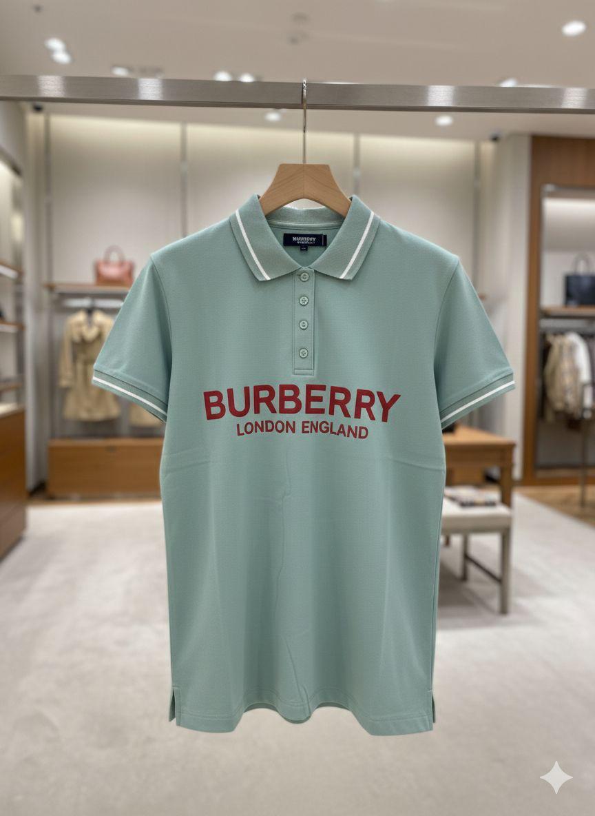 Burberry Teal Green women's polo t shirt premium cotton
