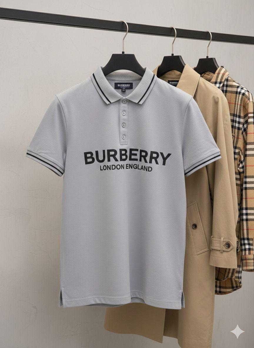 Burberry grey women's polo t shirt premium cotton
