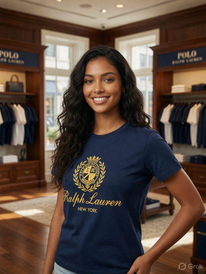 Premium navy blue women's t shirt cotton
