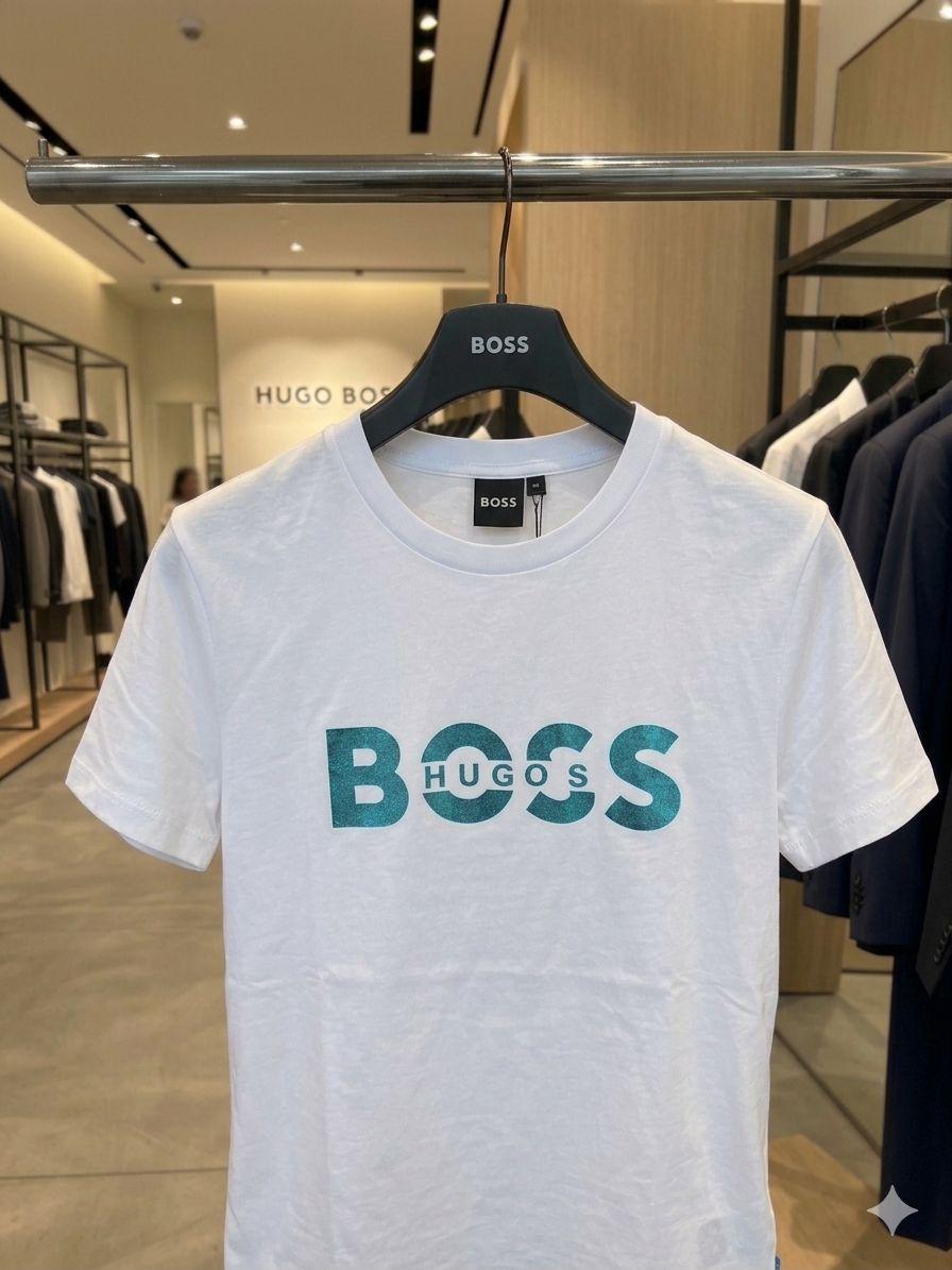 BOSS women's t shirt white premium Lycra top
