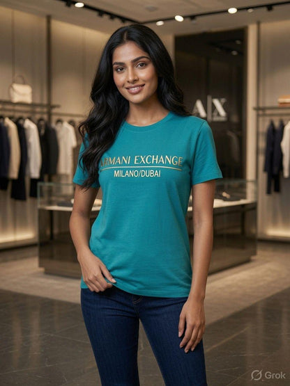 Premium teal blue women's t shirt for casual wear
