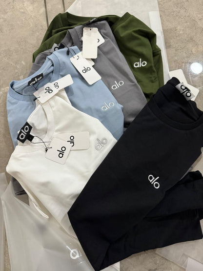 4. ALO women's wear premium women's t shirt collection with White, Grey, Green, Sky Blue and Black colours
