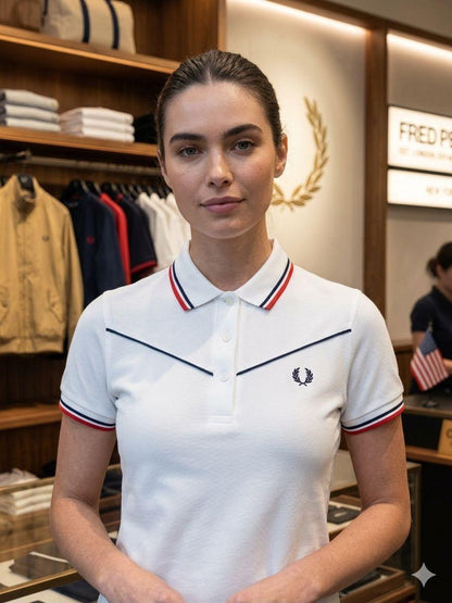 Fred Perry white western women's wear clothing polo tee
