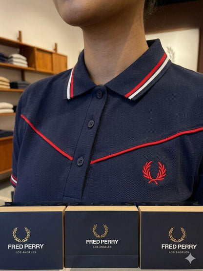 Fred Perry navy western women's wear clothing polo tee
