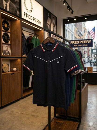 Fred Perry black women's polo t shirt cotton premium summer top

