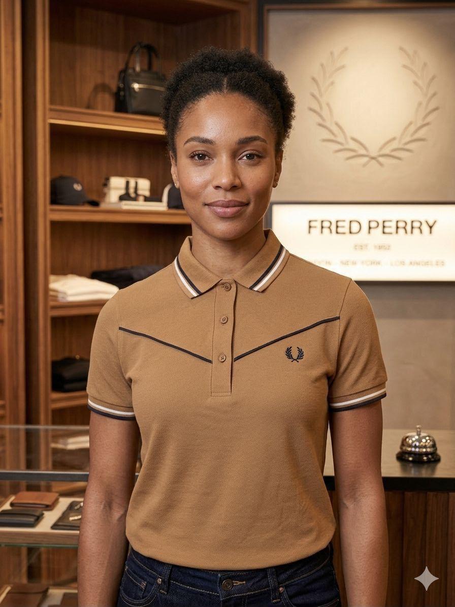 Fred Perry brown western women's wear clothing polo tee
