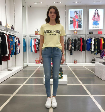 Premium yellow cream women's t shirt with stone work
