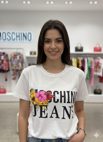 Moschino white western women's wear clothing tee

