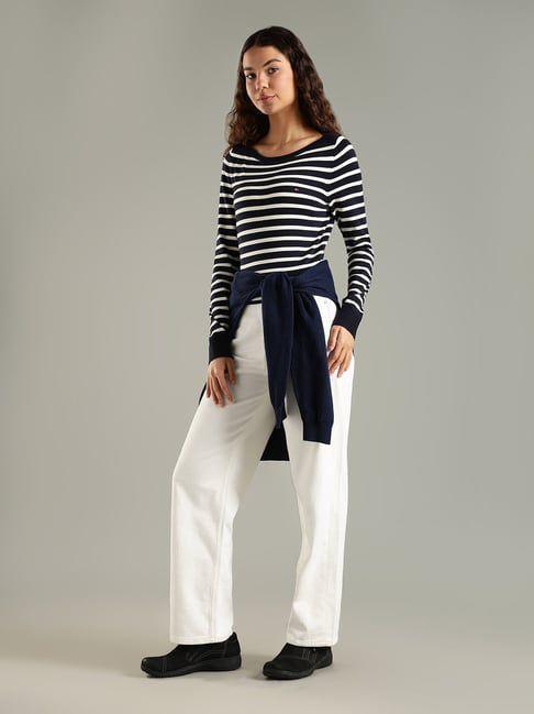 Premium Tommy Hilfiger women's wear white and black knit sweater
