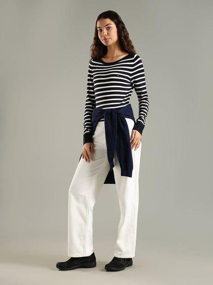 Premium Tommy Hilfiger women's wear white and black knit sweater
