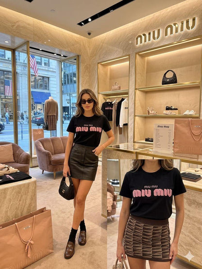 Premium black women's t shirt with embroidery
