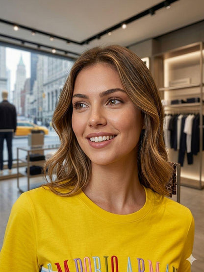 Armani yellow western women's wear clothing tee
