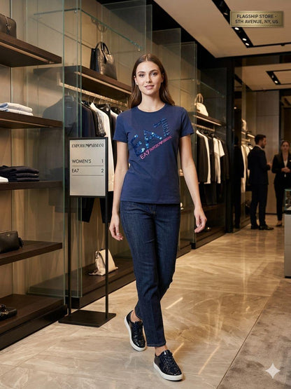 Premium navy blue women's t shirt cotton for everyday comfort
