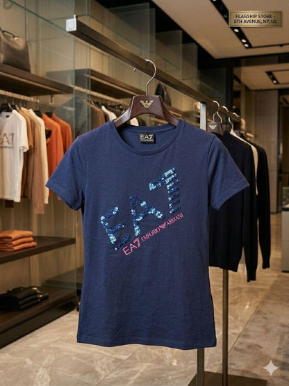 Armani navy blue women's t shirt cotton premium summer top
