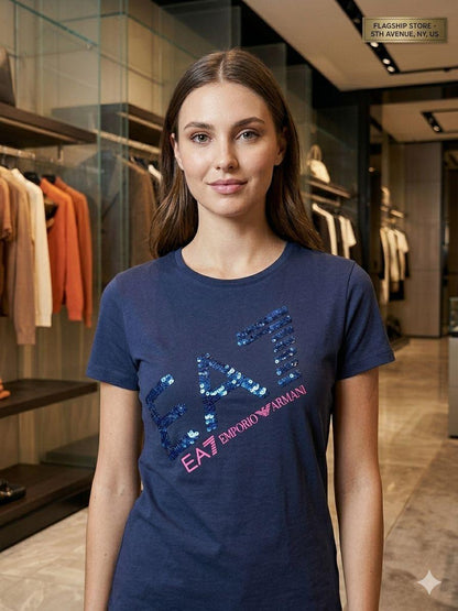 Armani navy blue western women's wear clothing tee
