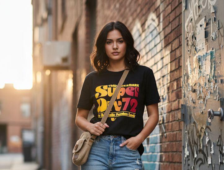 Superdry black western women's wear clothing tee
