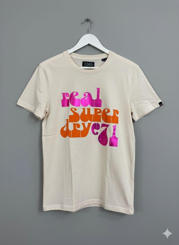 Superdry white women's t shirt premium summer top
