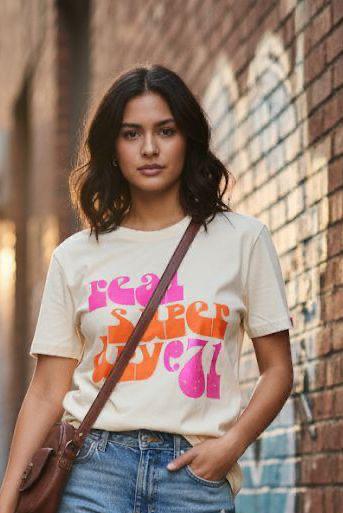 Superdry white western women's wear clothing tee
