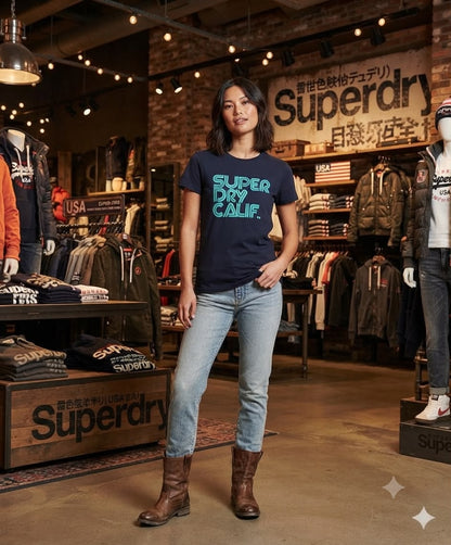 Premium navy blue women's t shirt with DTF print
