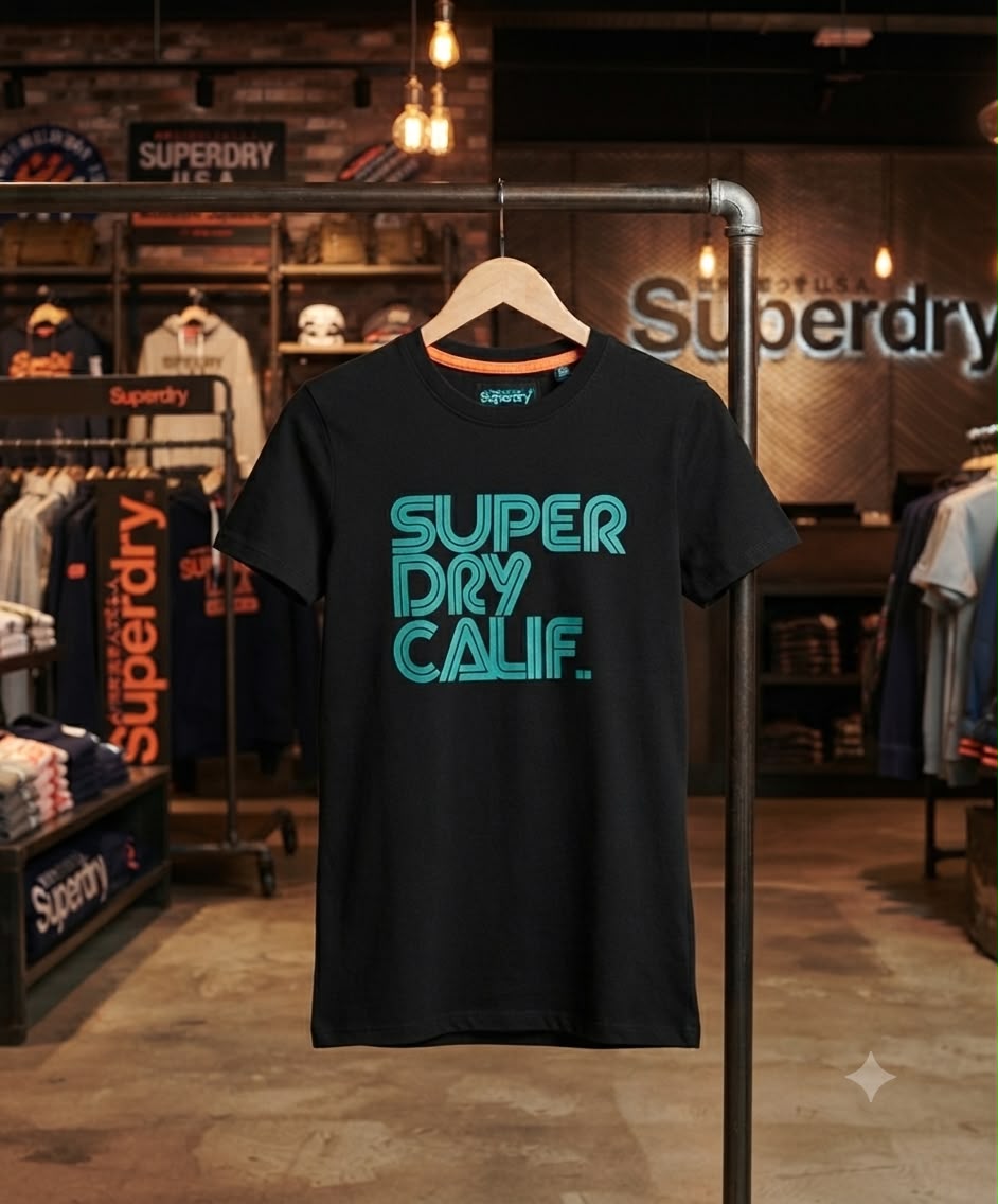 Superdry black women's t shirt DTF print premium summer top
