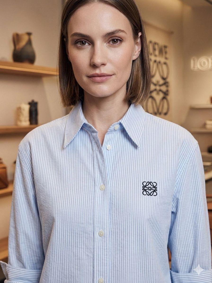 Loewe sky blue womens summer tops for casual and travel wear
