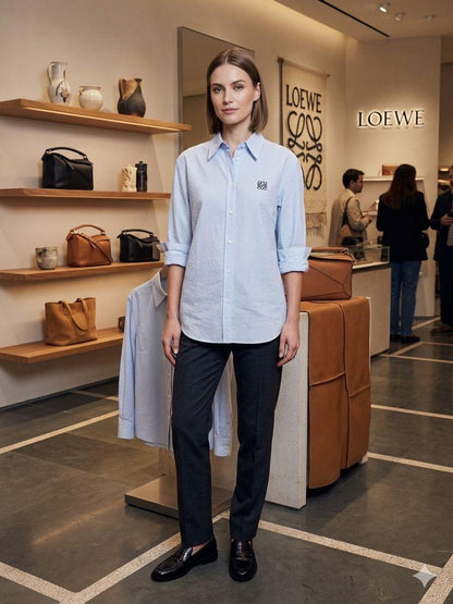 Premium Loewe sky blue women's wear designer regular fit t shirt
