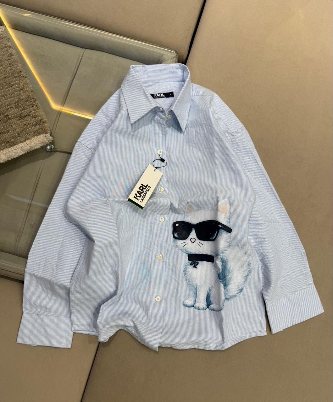 Sky blue womens summer tops Karl Lagerfeld women's wear
