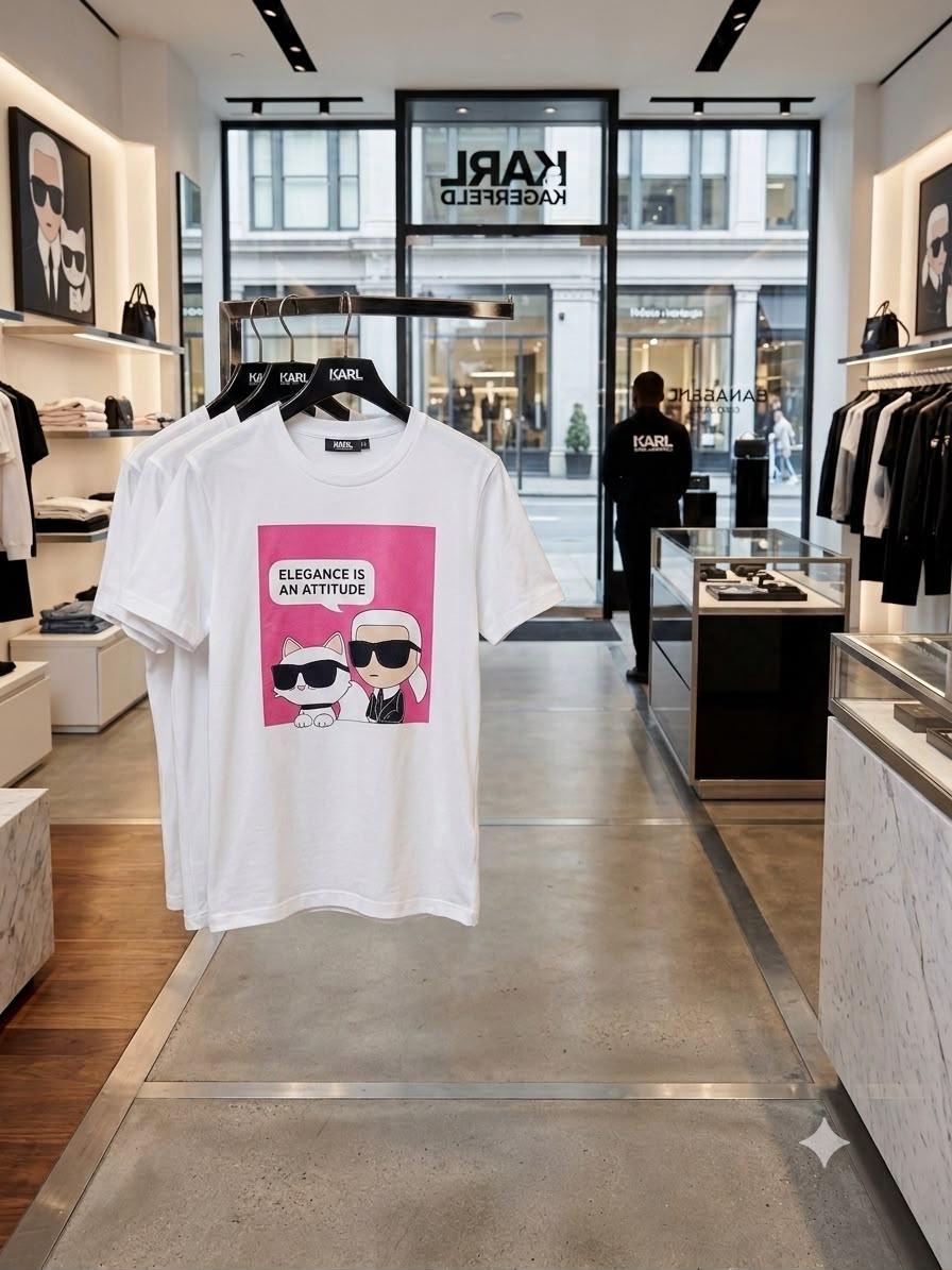 Karl Lagerfeld white women's t shirt premium 245 GSM Lycra
