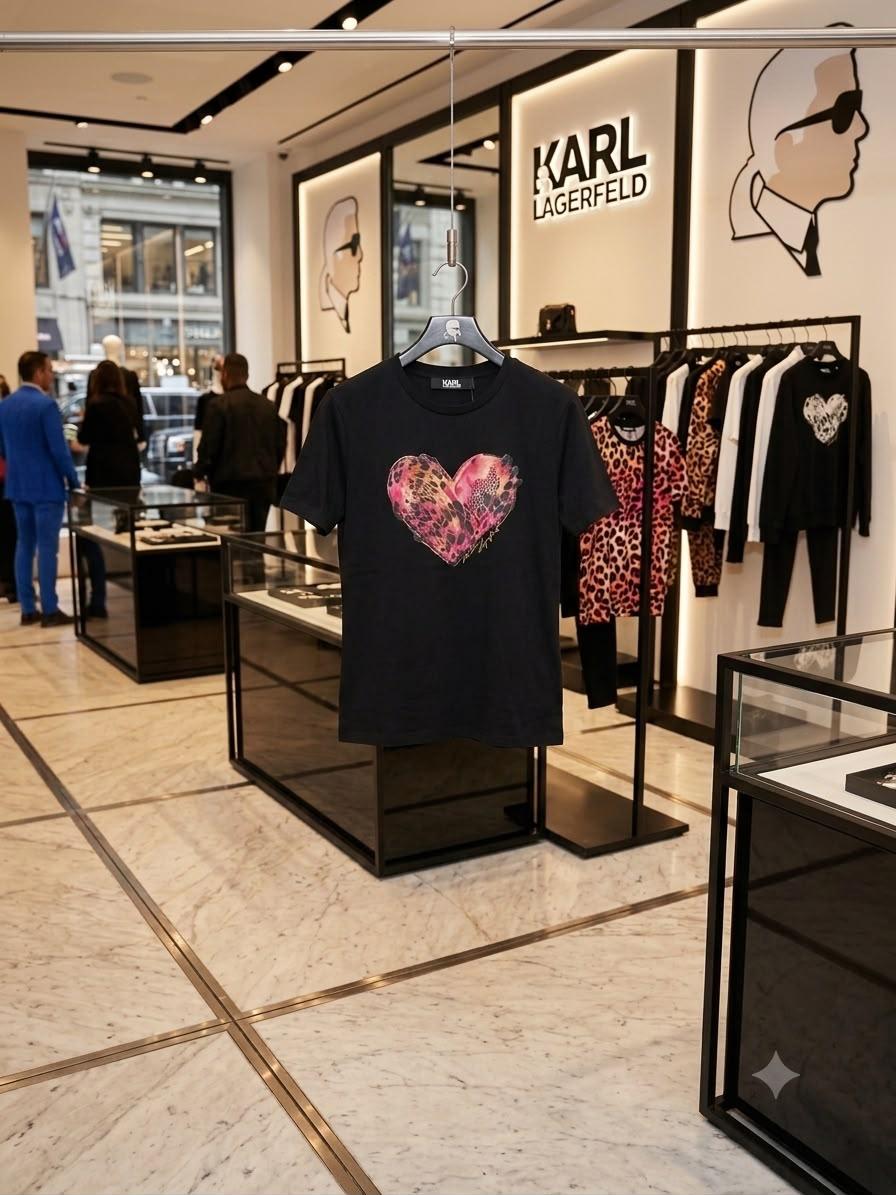 Karl Lagerfeld black women's t shirt premium embellished design
