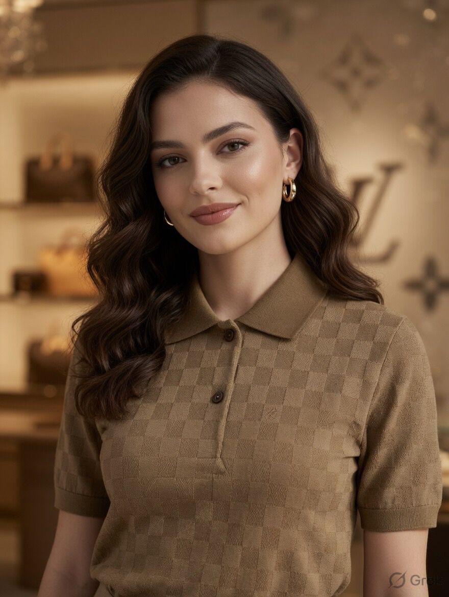 Louis Vuitton beige western women's wear clothing polo tee
