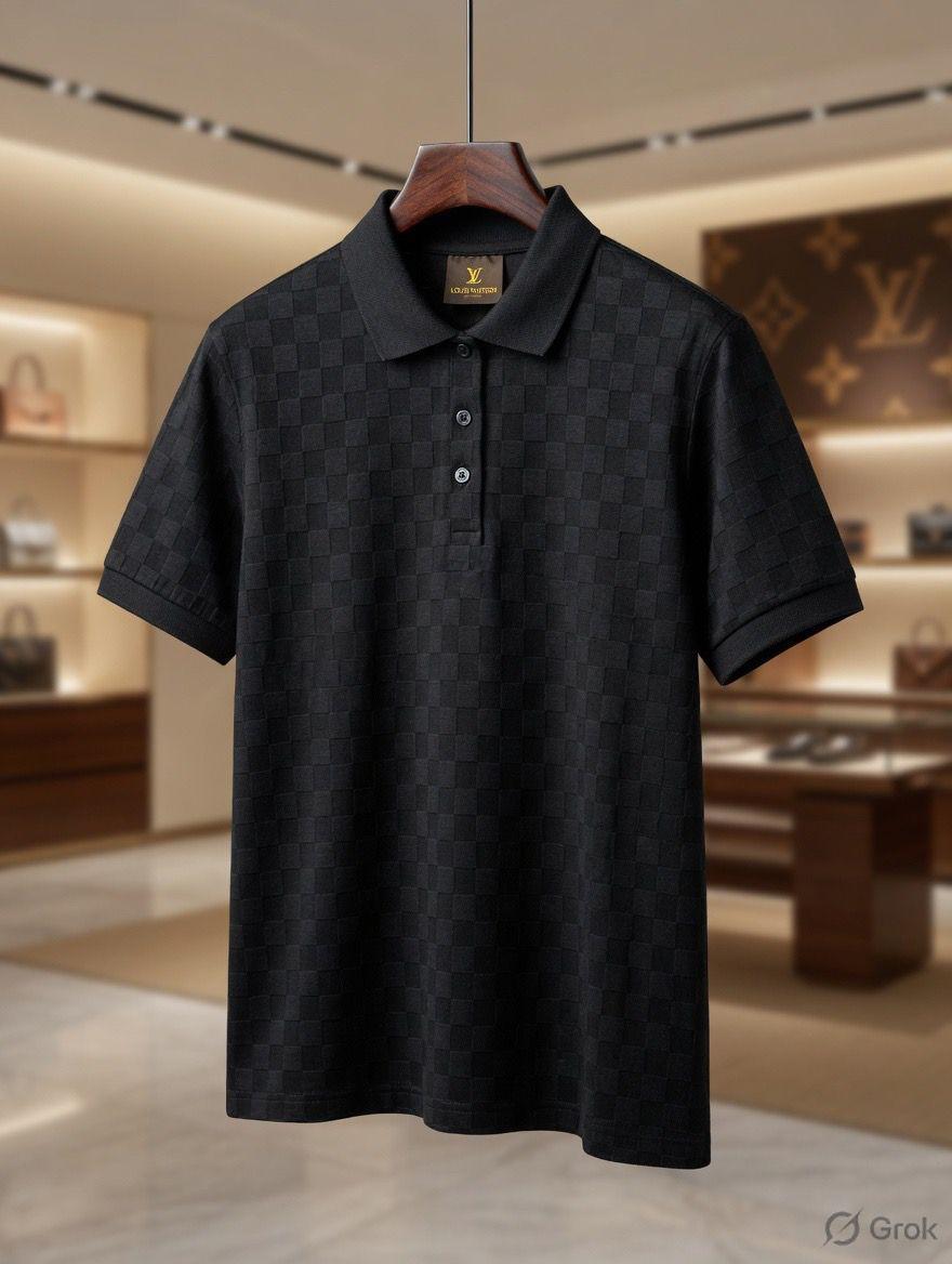 Louis Vuitton black women's polo t shirt premium summer top
