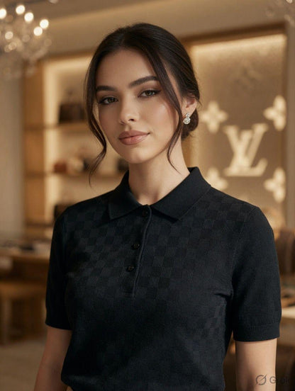 Louis Vuitton black western women's wear clothing polo tee
