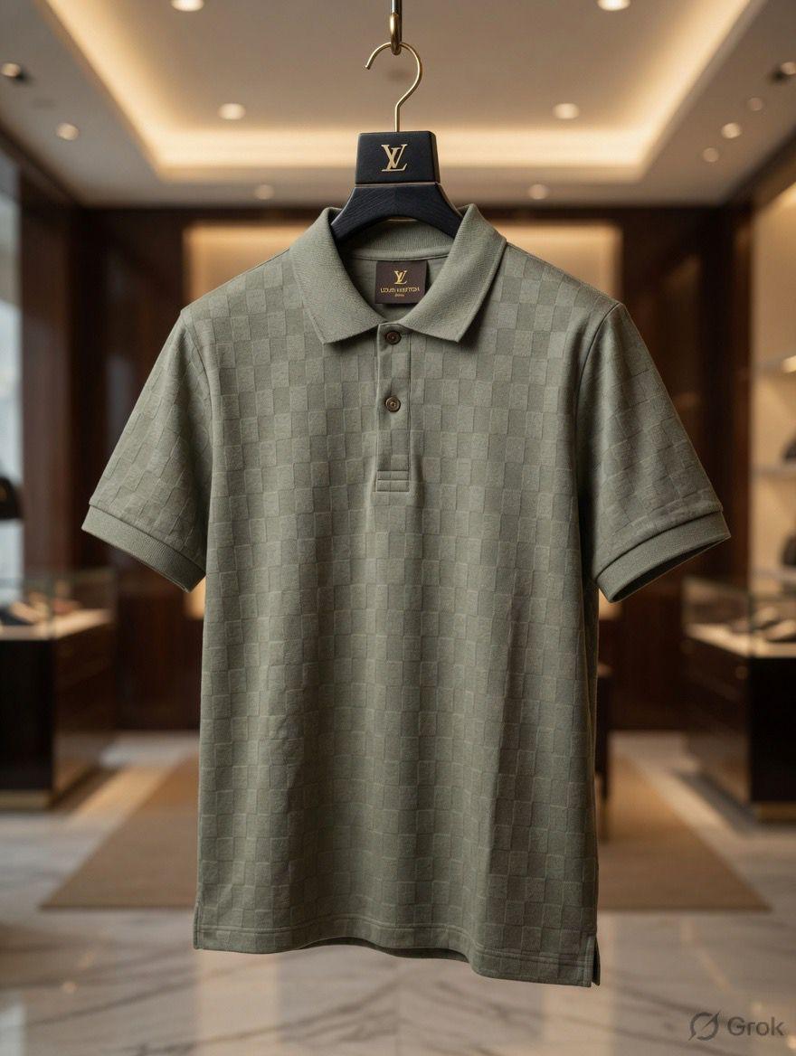Louis Vuitton olive green women's polo t shirt premium summer top
