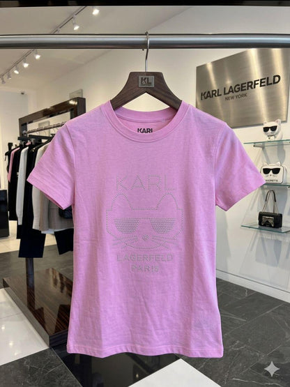 Karl Lagerfeld pink women's t shirt premium womens summer top

