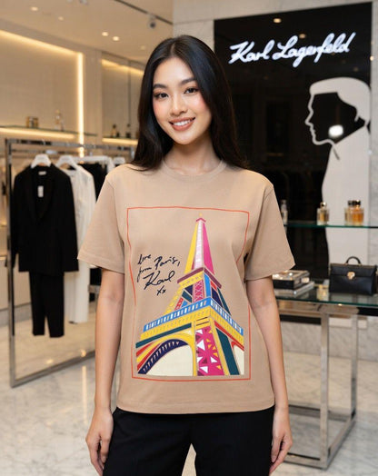 Premium beige women's t shirt heavy GSM fabric
