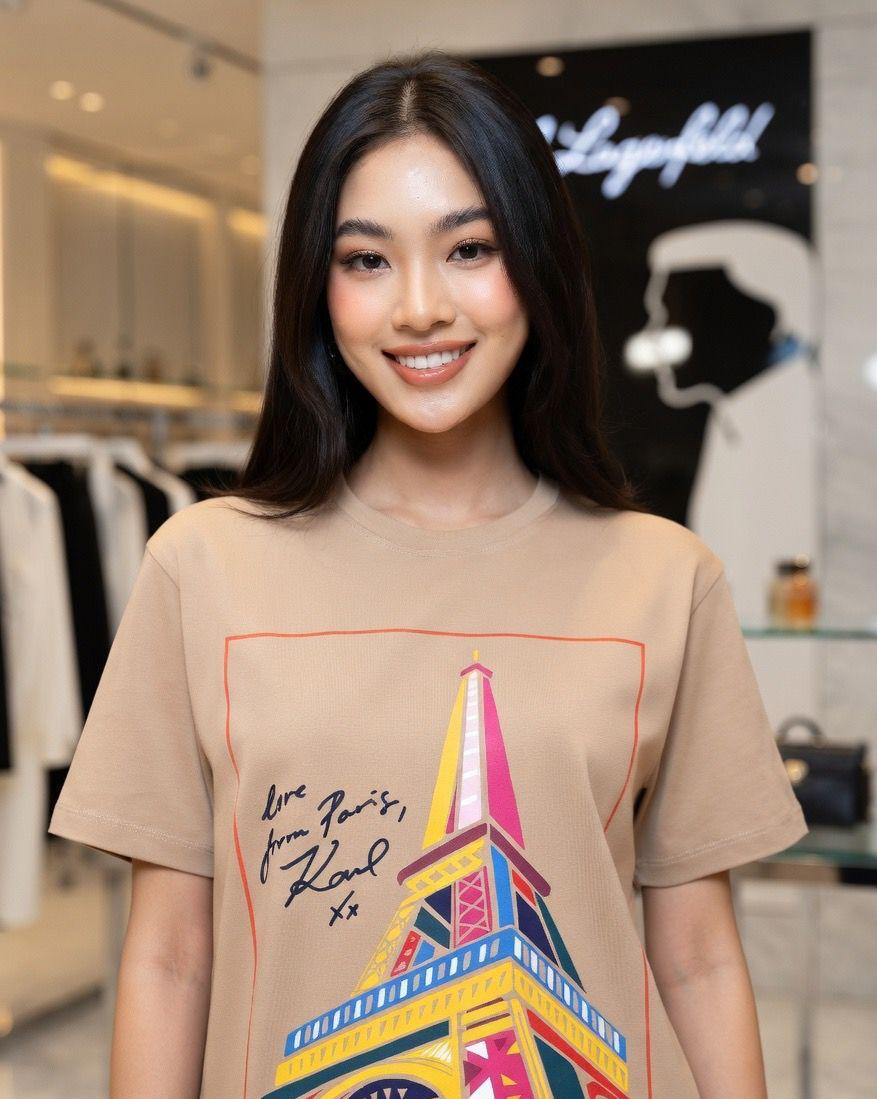 Karl Lagerfeld beige western women's wear clothing tee
