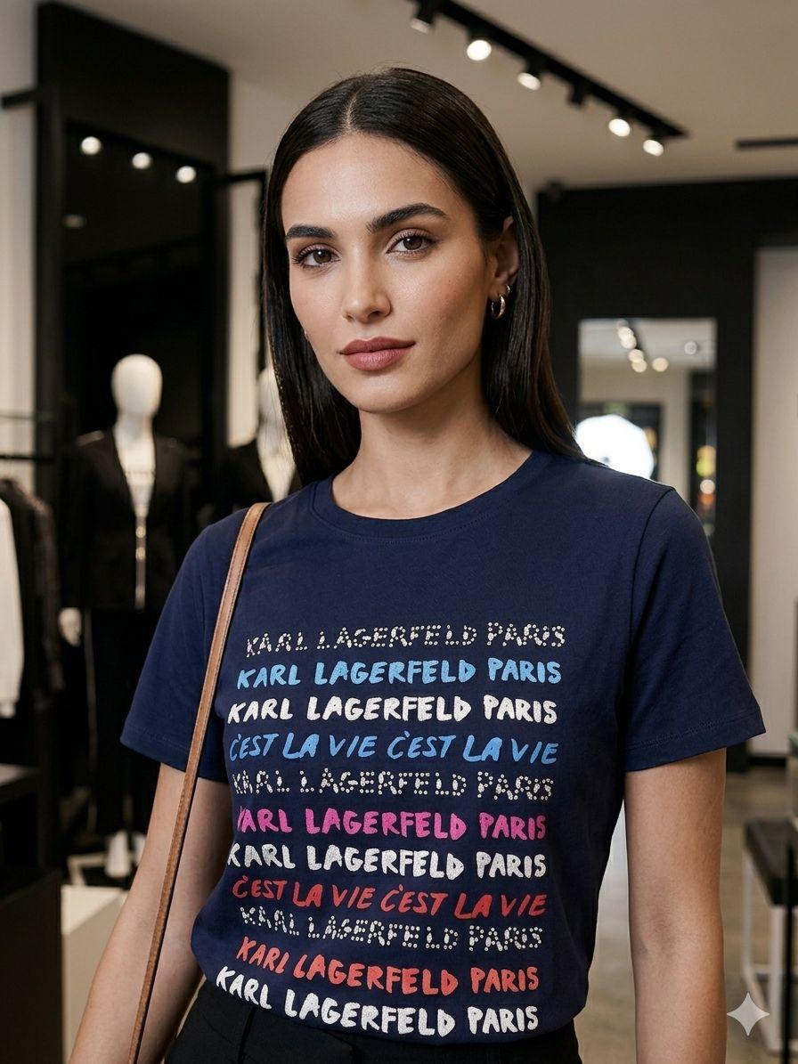 Karl Lagerfeld navy blue western women's wear clothing tee
