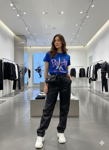 Balenciaga blue women's t shirt premium womens summer top
