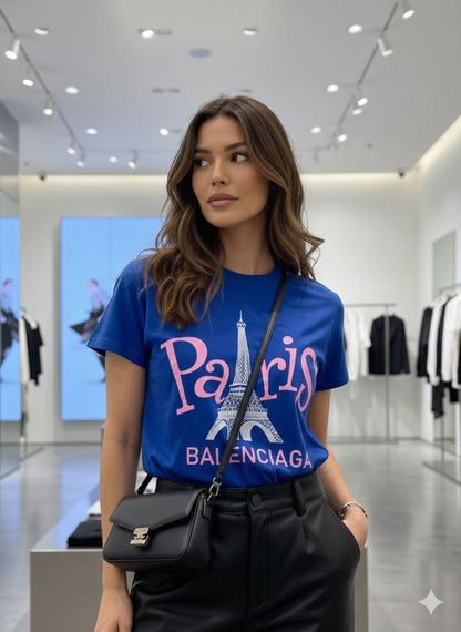 Balenciaga blue western women's wear clothing tee
