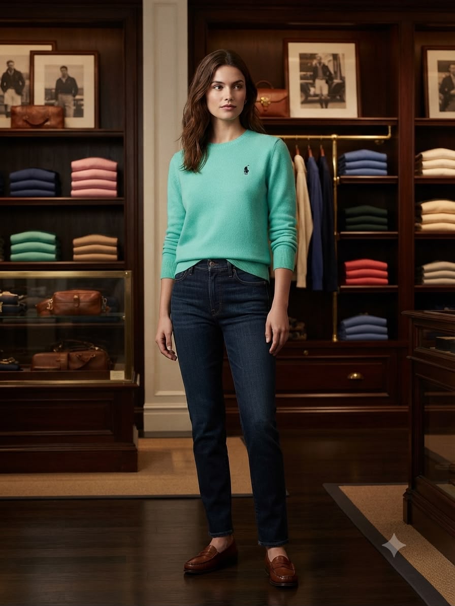 Premium Ralph Lauren mint green women's pullover casual wear
