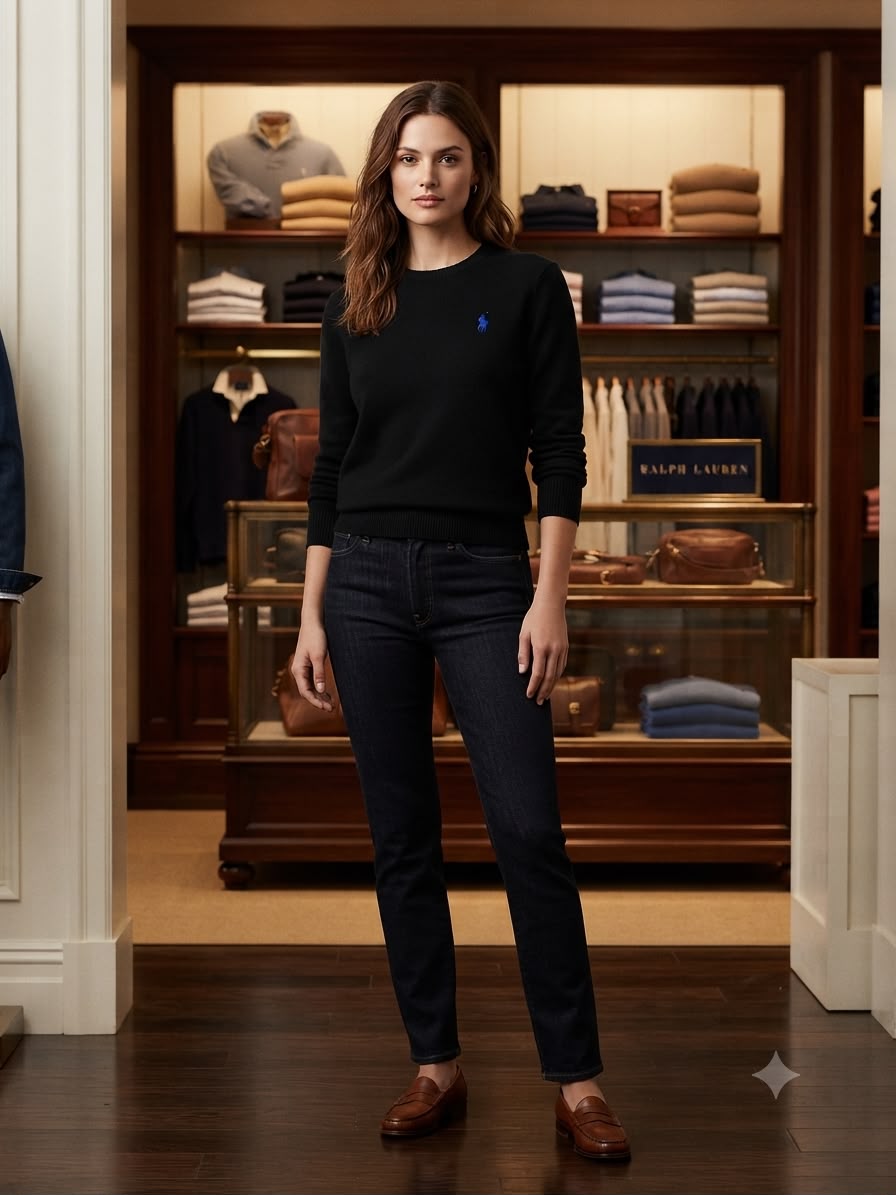 Premium black Ralph Lauren women's pullover for casual and travel wear
