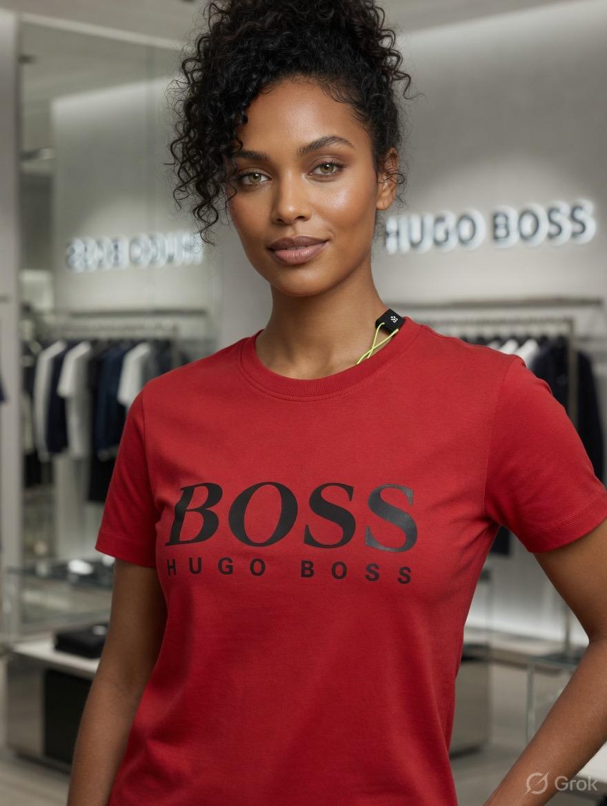 Hugo Boss red western women's wear clothing tee
