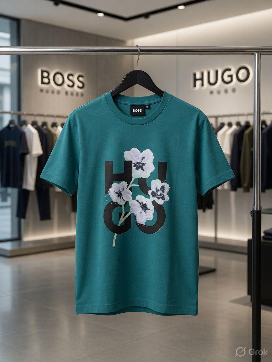 Hugo Boss teal blue women's t shirt premium cotton summer top
