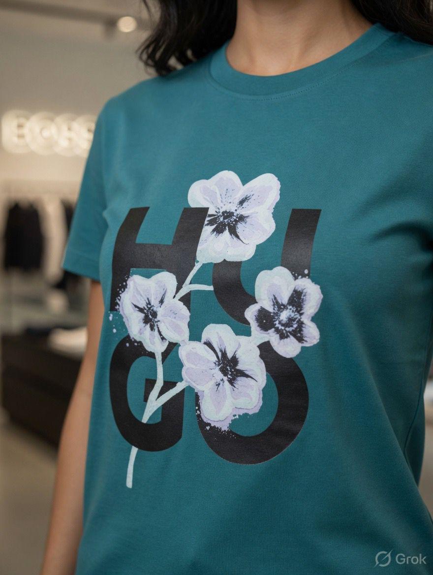 Hugo Boss teal blue western women's wear clothing tee
