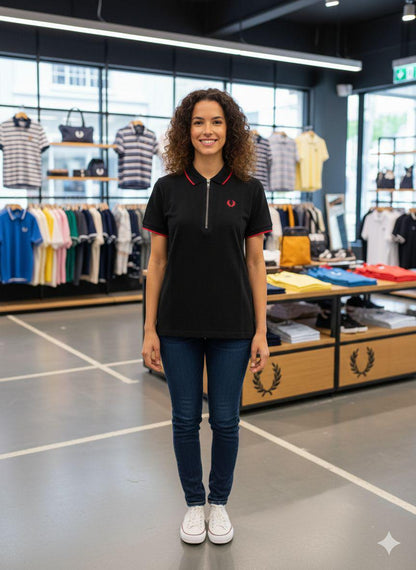 Premium black women's t shirt collar regular fit
