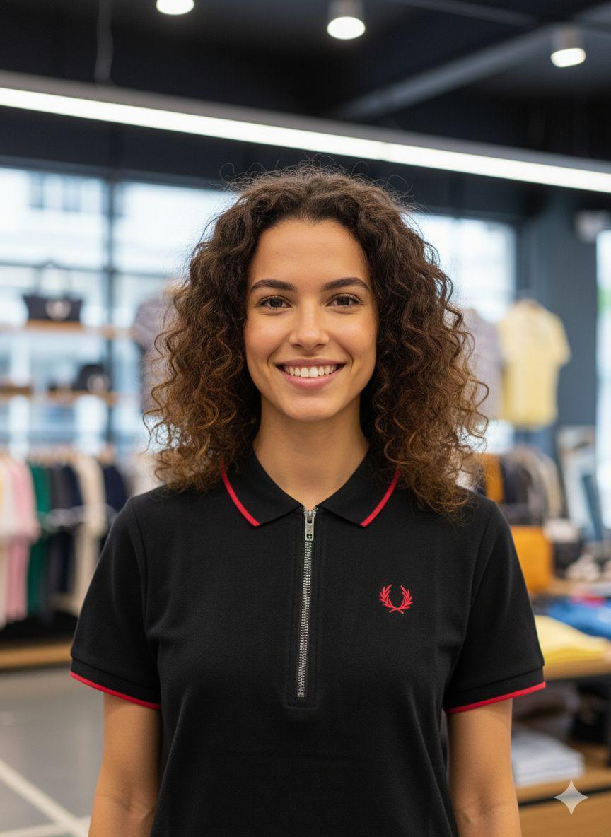 Fred Perry black western women's wear clothing polo tee
