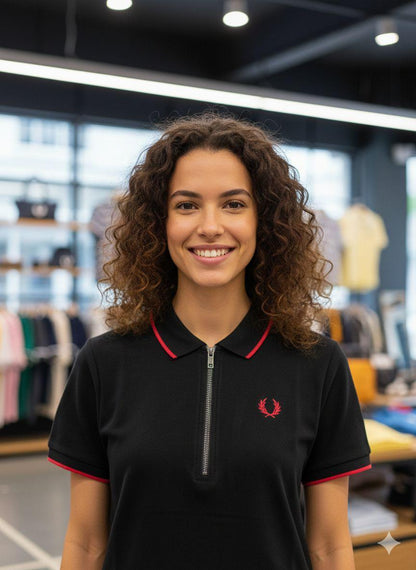 Fred Perry black western women's wear clothing polo tee
