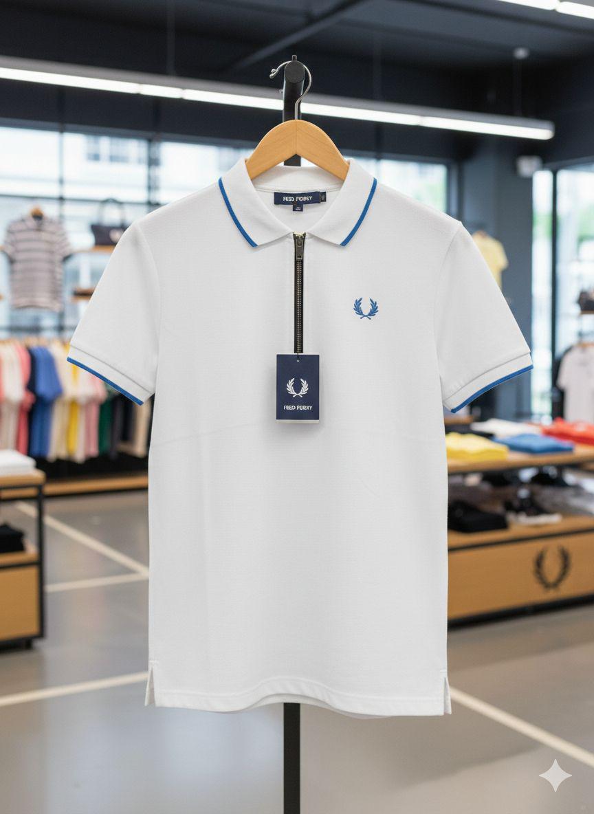 Fred Perry white women's polo t shirt premium Turkey cotton
